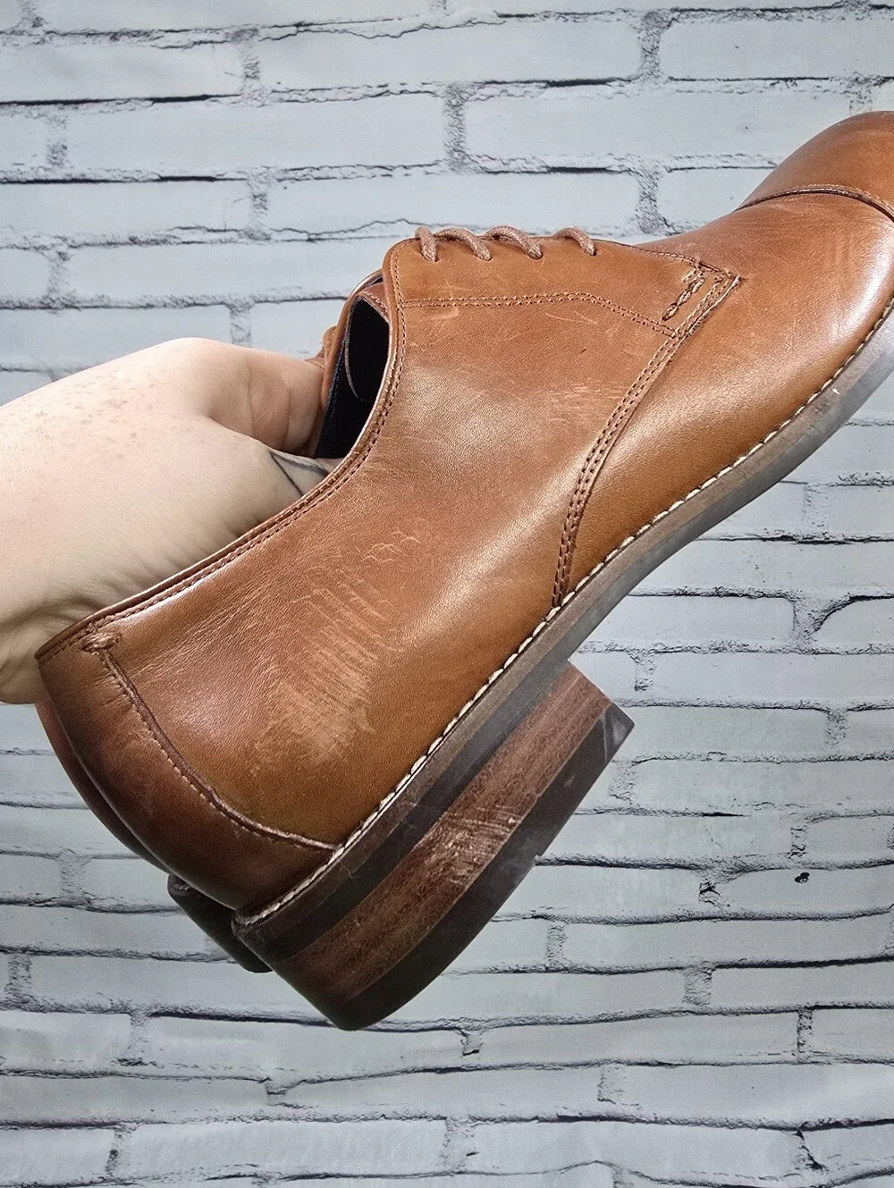 Cole Haan Lenox Hill Cap Toe Oxford Polished Leather British Brown Size 8.5